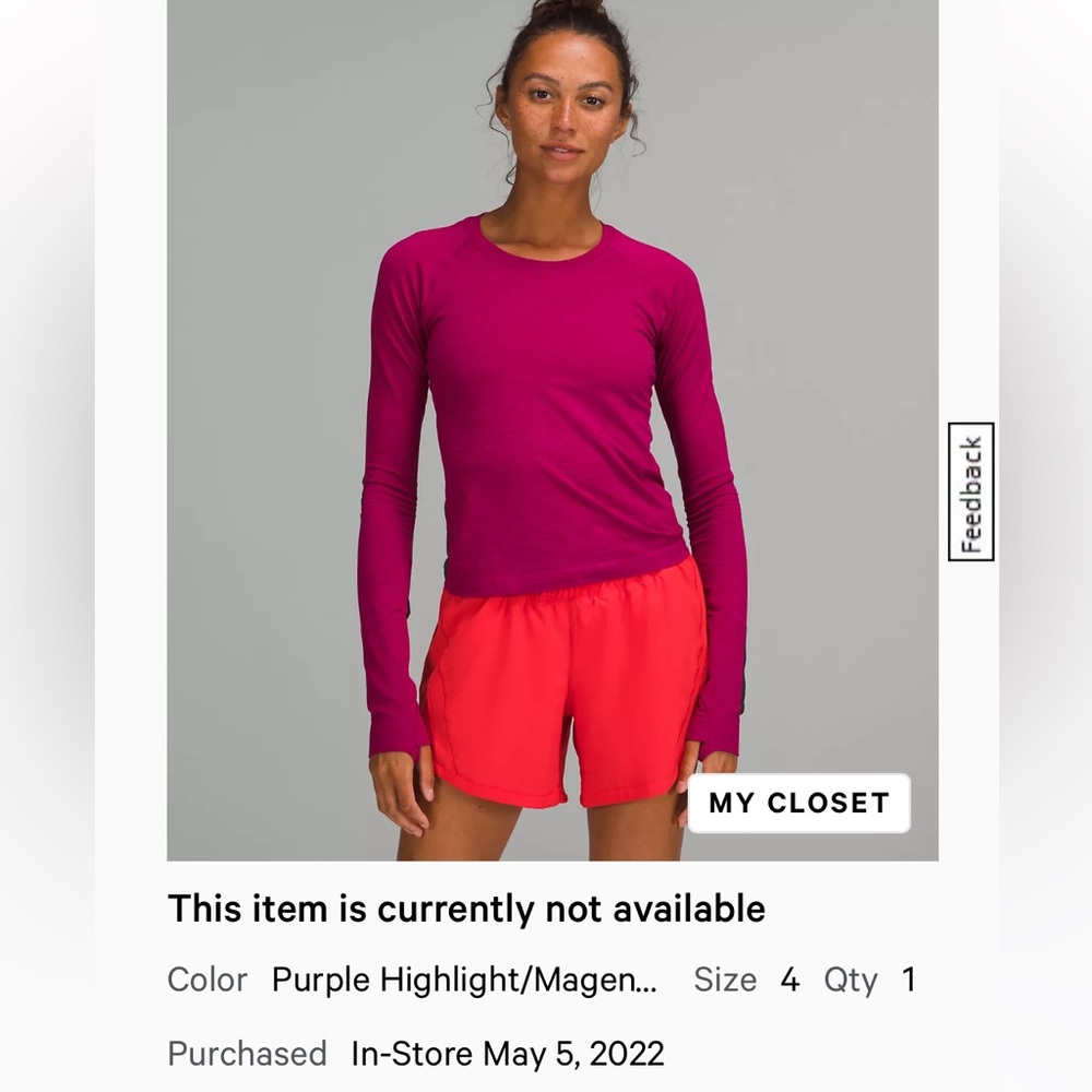 Lululemon Swiftly Tech LS 2.0 Race